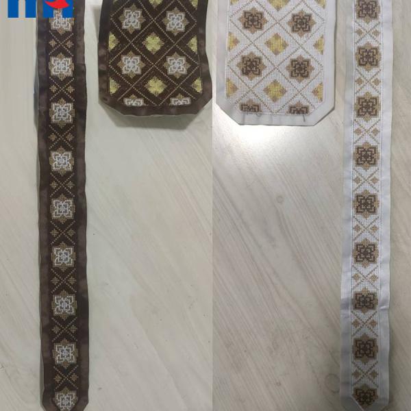 Ribbon, cross embroidery and thread embroidery