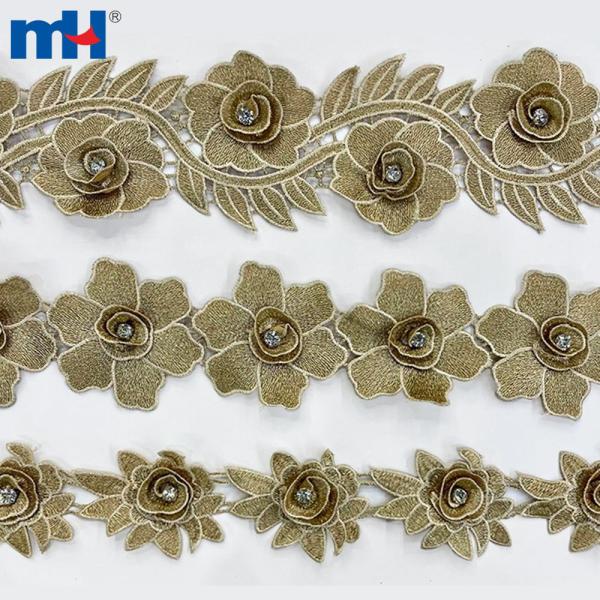 Polyester chemical lace with diamonds