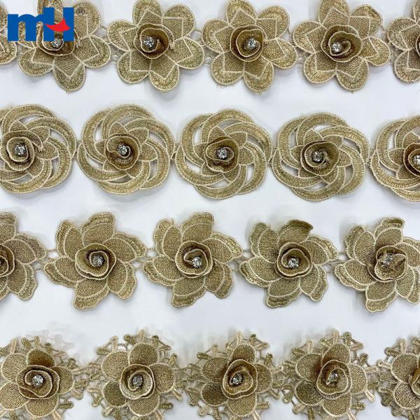 Polyester chemical lace with diamonds
