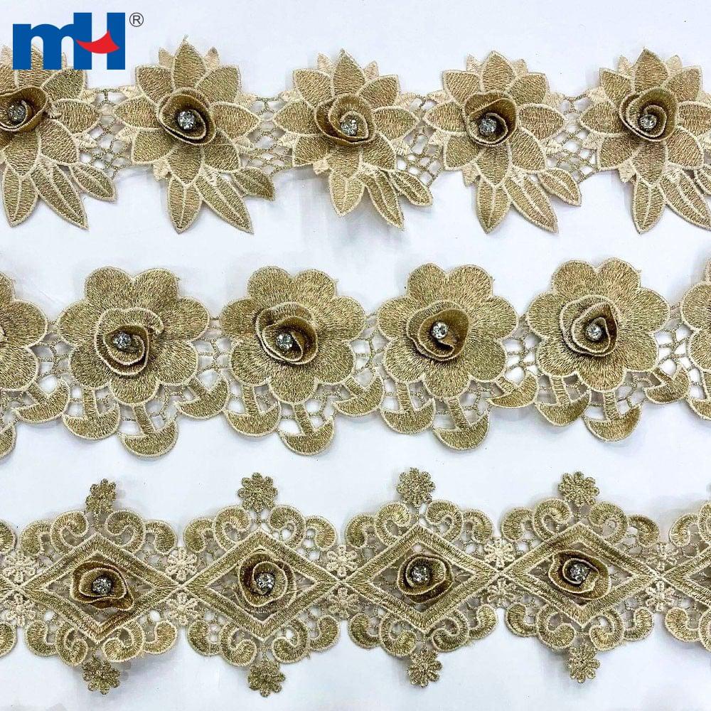 Polyester chemical lace with diamonds