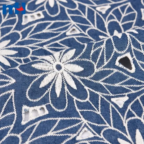 Embroidered denim fabrics