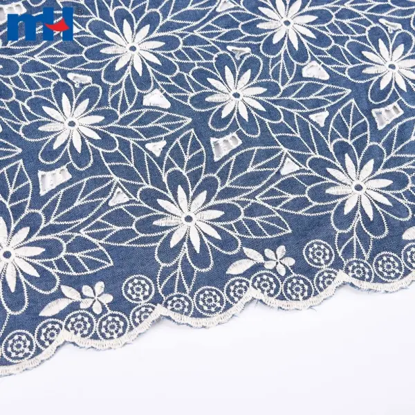 Embroidered denim fabrics