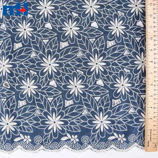 Embroidered denim fabrics