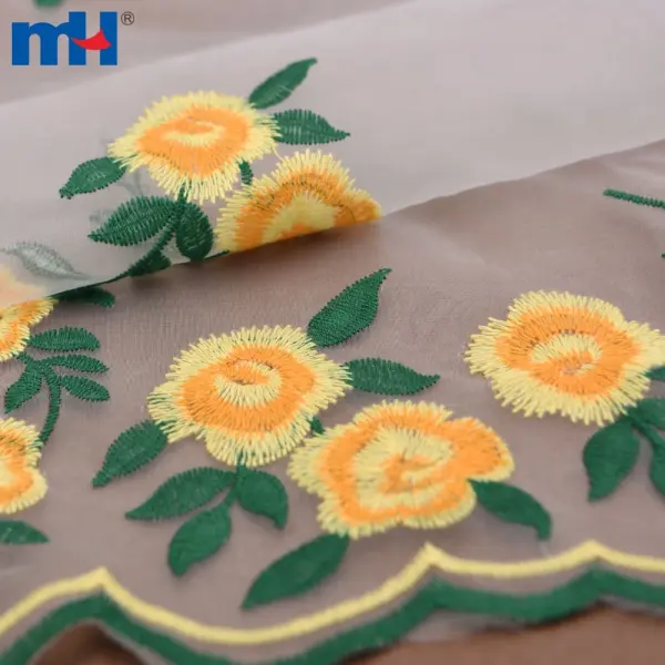 Tessuto di organza ricamato floreale