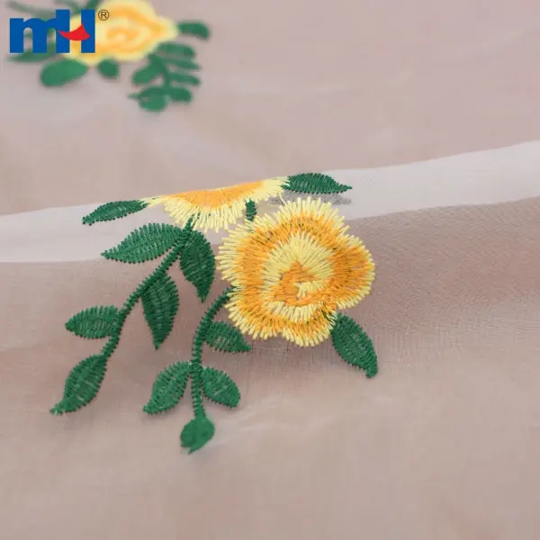 Tessuto di organza ricamato floreale