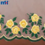 Tessuto di organza ricamato floreale