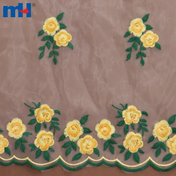 Tessuto di organza ricamato floreale