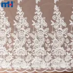 Tecido de renda bordado em corda