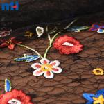 Tela de encaje bordado de malla floral
