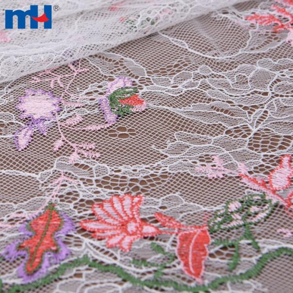 Çiçek örgü işlemeli dantel kumaş