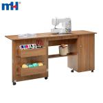 Mesa de costura plegable de madera y estación de manualidades.