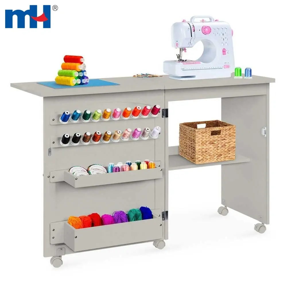 Wooden foldable sewing table and craft station