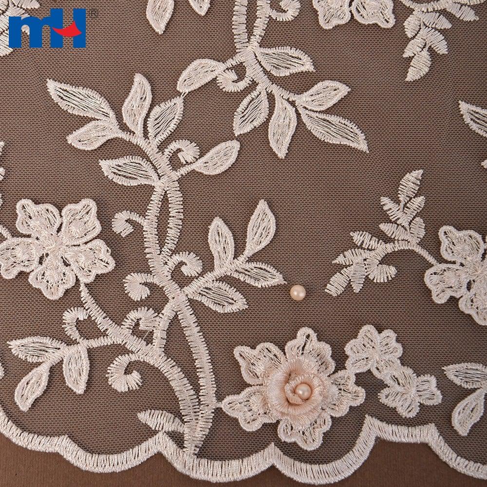 Tecido de renda de casamento com miçangas no atacado