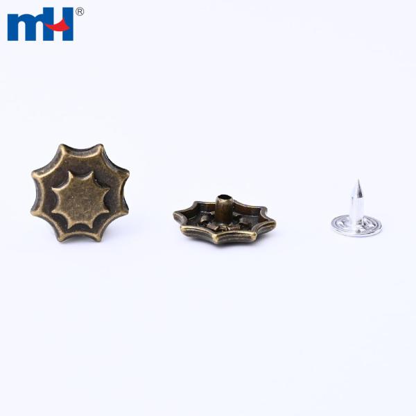 17 mm Zinklegierung Vintage geometrischer Metallknopf für Jeans
