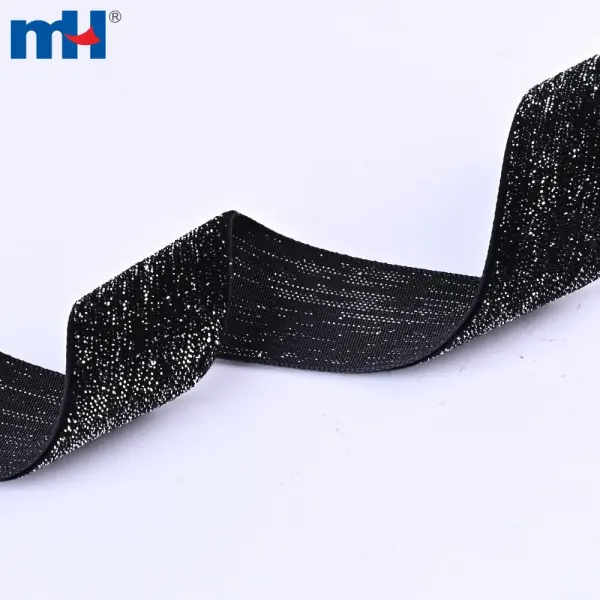 Cinta de terciopelo de nailon brillante con hilos metálicos brillantes.