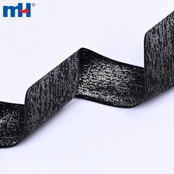 Cinta de terciopelo de nailon brillante con hilos metálicos brillantes.