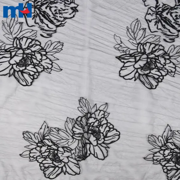 Tela de encaje de malla bordada floral para vestido de novia