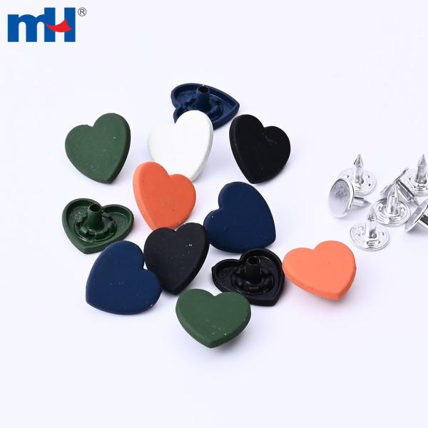 Botón de jeans de aleación de zinc en forma de corazón de 17 mm
