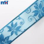 Metallic blue happy birthday ribbon