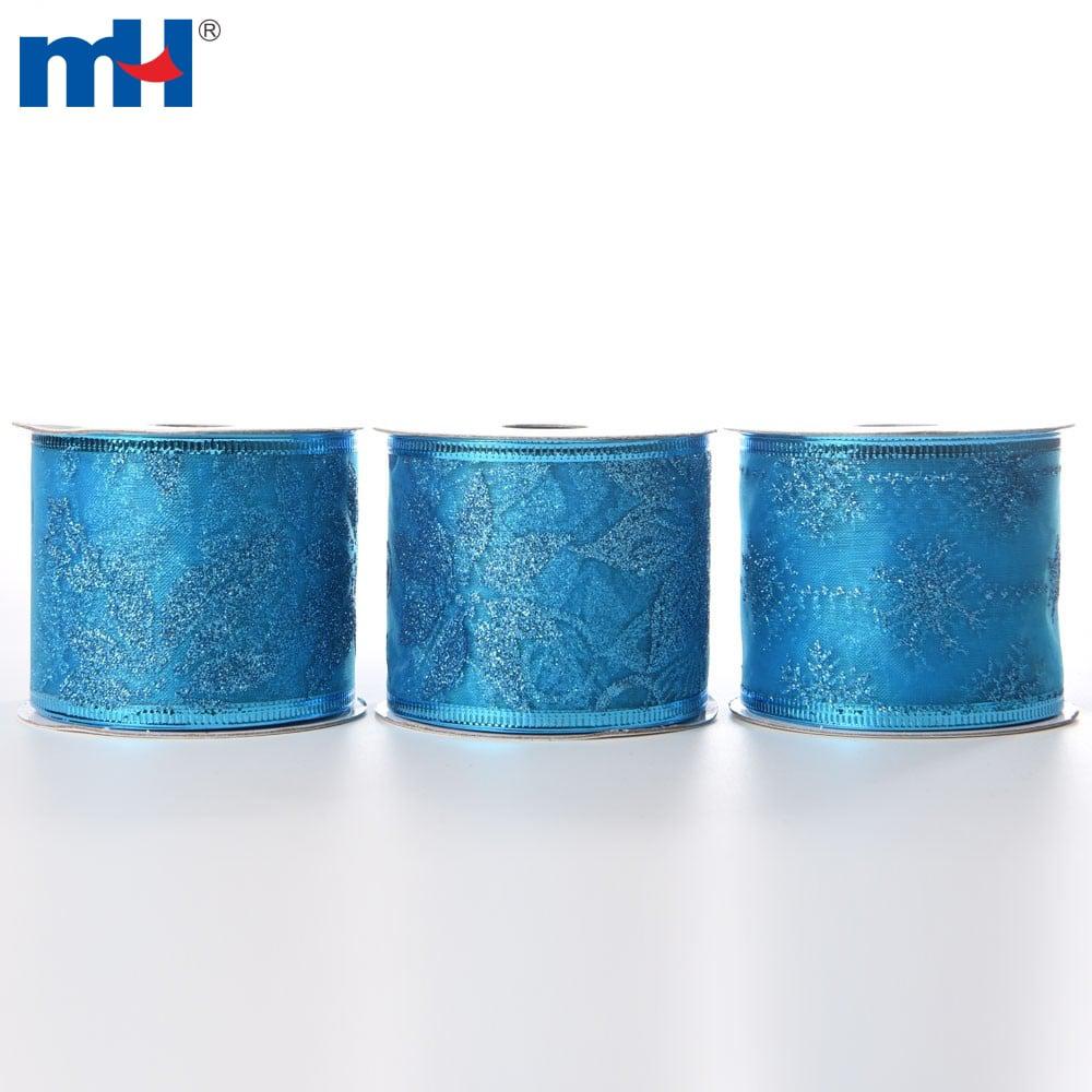 Metallic blue happy birthday ribbon
