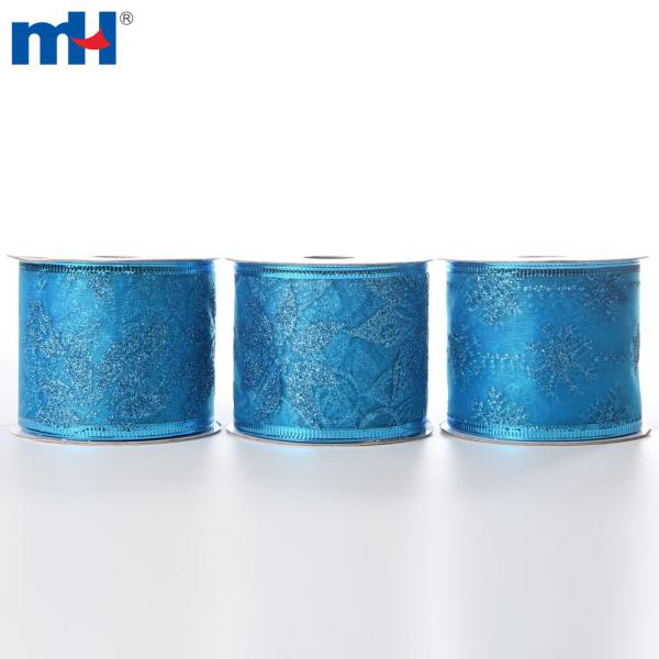 Metallic blue happy birthday ribbon