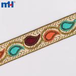 Cinta jacquard bordada metalizada