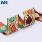 Cinta jacquard bordada metalizada