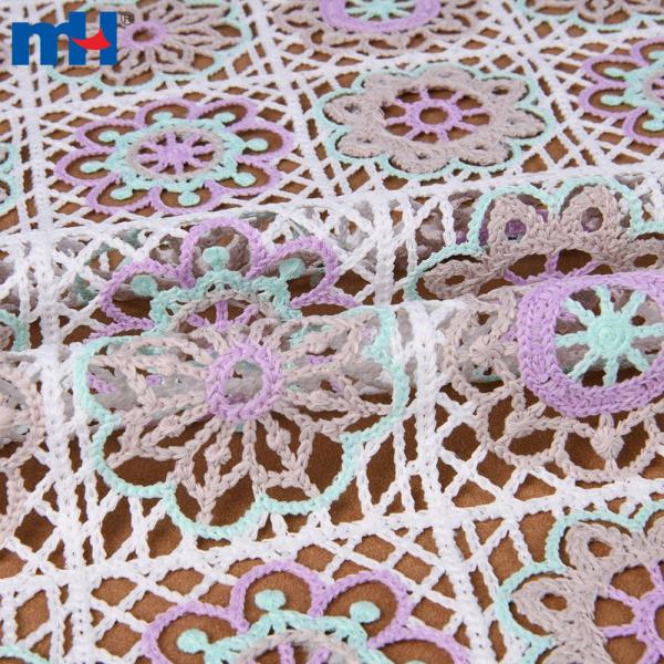 Tissu dentelle arc-en-ciel