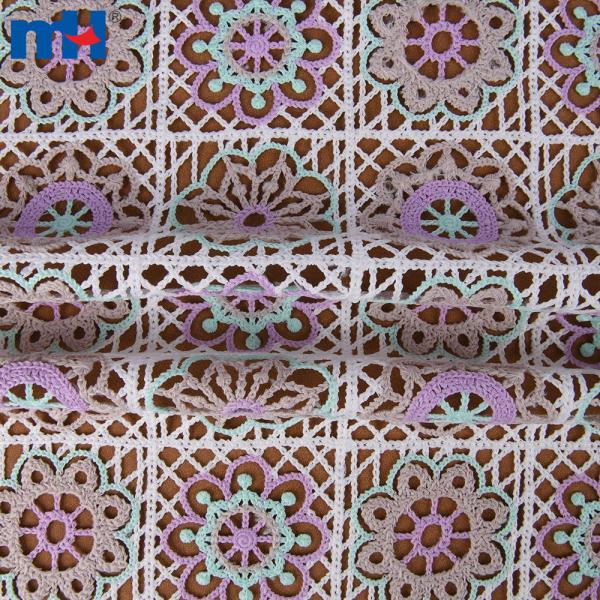 Tissu dentelle arc-en-ciel