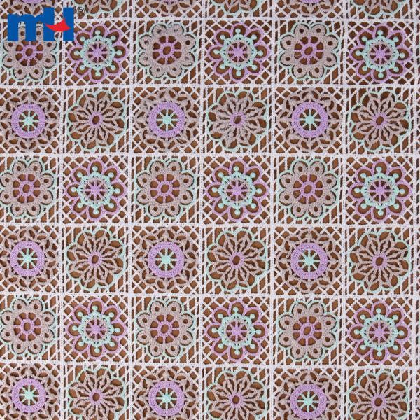 Tissu dentelle arc-en-ciel