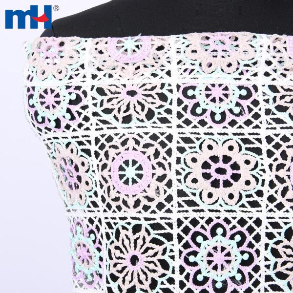 Tissu dentelle arc-en-ciel