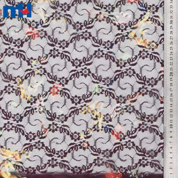 Non-stretch printed lace fabric