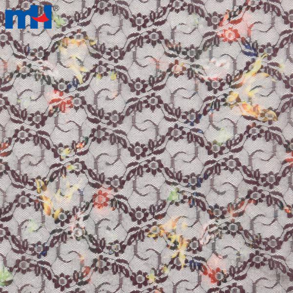 Non-stretch printed lace fabric