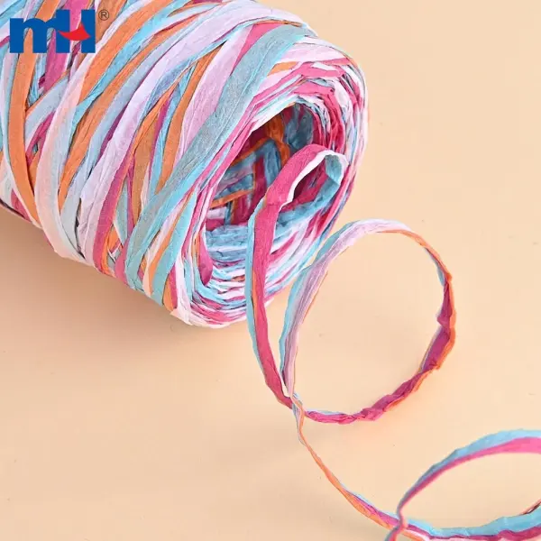 Corde en papier raphia multicolore pour emballage cadeau