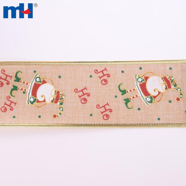 Fita de Natal de serapilheira natural com borda de arame