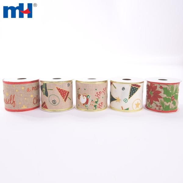 Fita de Natal de serapilheira natural com borda de arame
