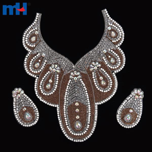 Aplique de diamantes de imitación con diseño de cuello