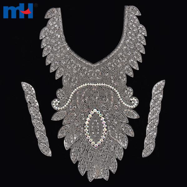 Aplique de diamantes de imitación con diseño de cuello