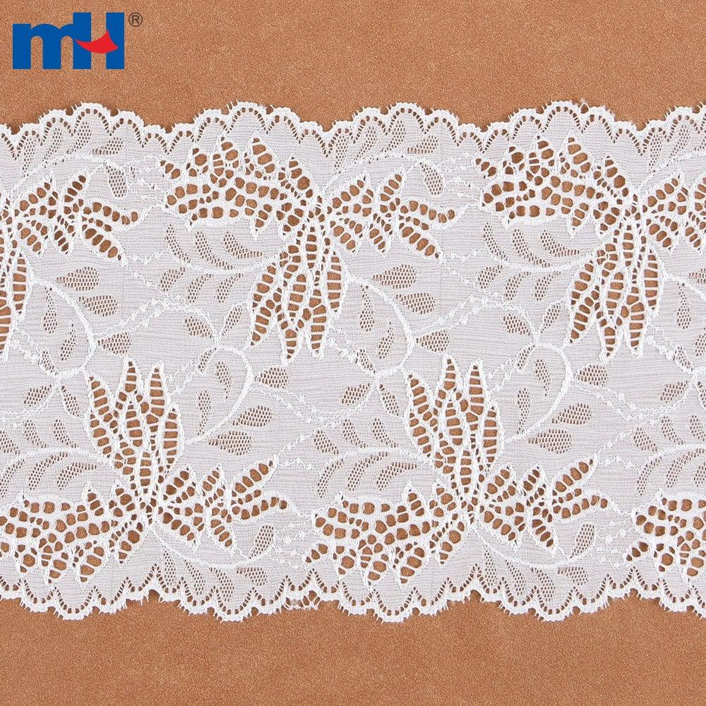 Guarnição de renda tricotada de nylon elástico