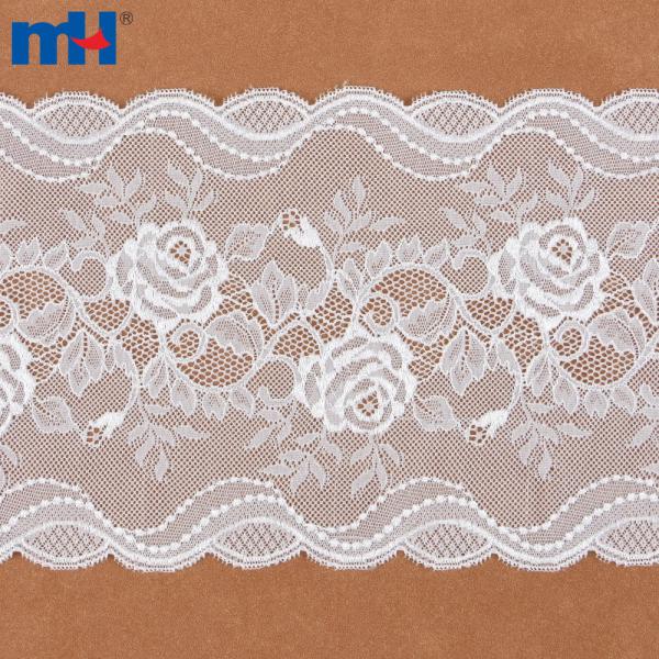Guarnição de renda tricotada de nylon elástico