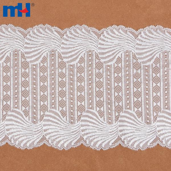 Guarnição de renda tricotada de nylon elástico