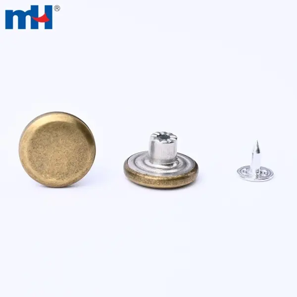 17 mm runder Jeansknopf aus schlichtem Metall aus Zinklegierung