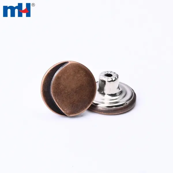 17 mm runder Jeansknopf aus schlichtem Metall aus Zinklegierung