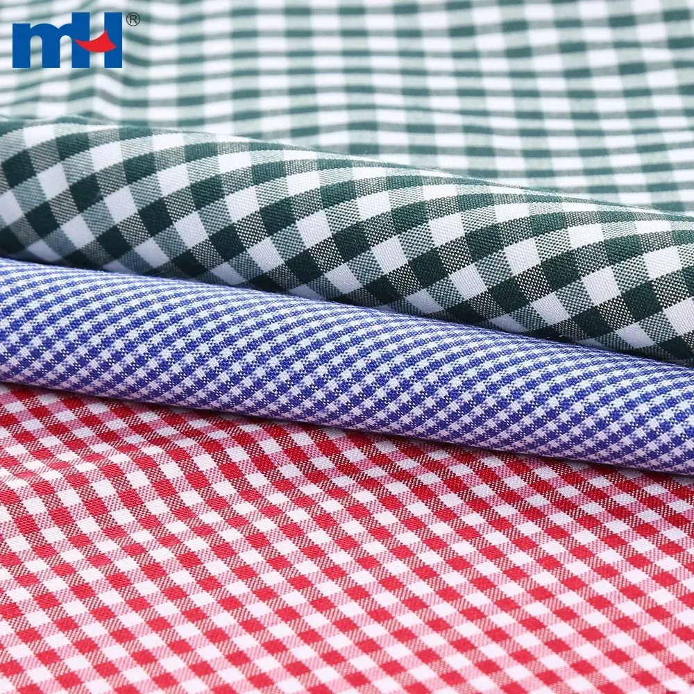 Tissu de chemise à carreaux 100 % polyester