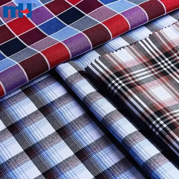 Tissu de chemise à carreaux 100 % polyester