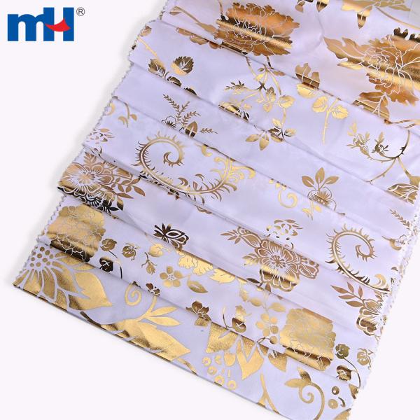 Polyester folga bosilgan atlas mato (dafn marosimida foydalanish uchun oltin va kumush folga)