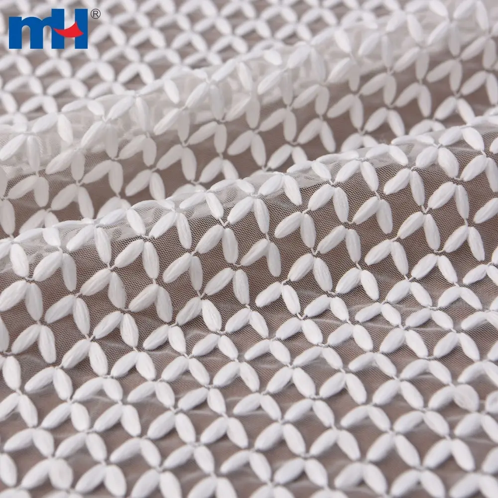 Maille brodée en polyester recyclé