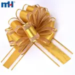 Cinta de regalo con lazo - 50x1240 mm, dorado transparente con borde metálico (8 anillos)