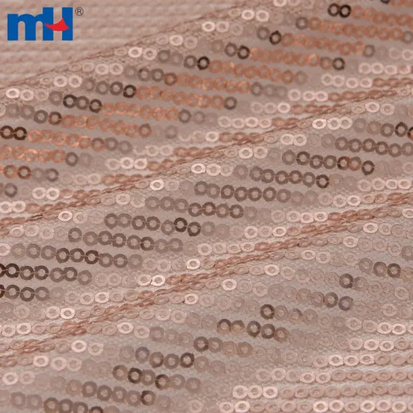 Tissu en maille à paillettes or rose