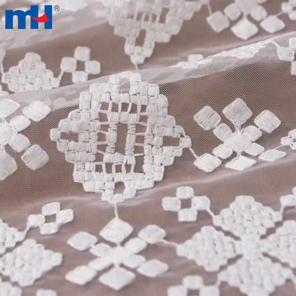Maille brodée en polyester recyclé